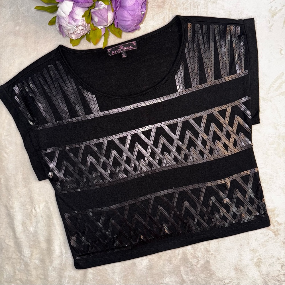 FINAL PRICE!!  NEW Almost Famous Black Sequin Top
